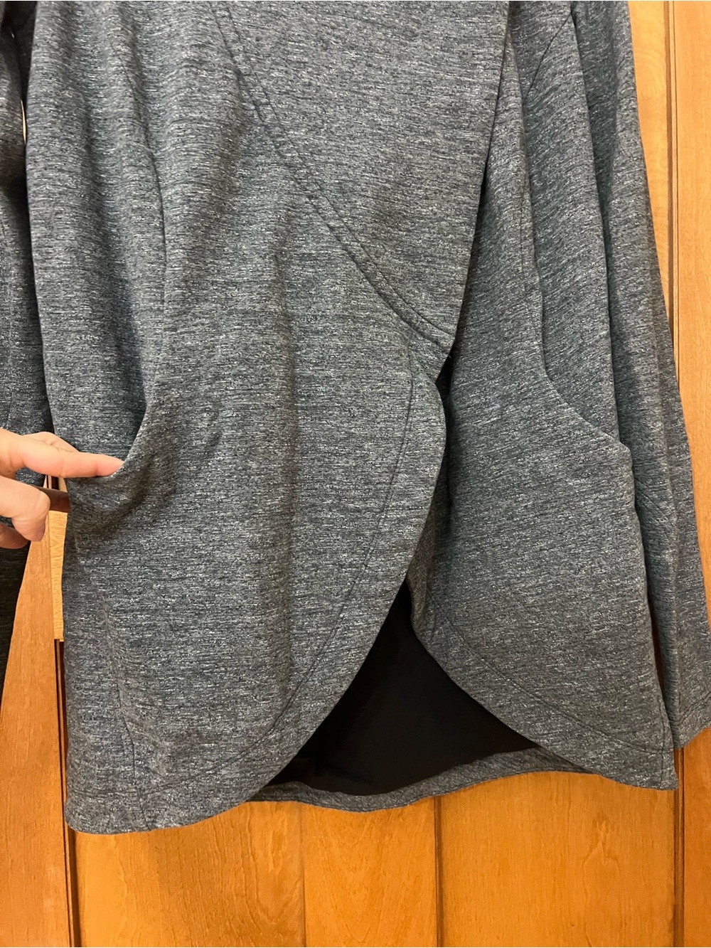 Lululemon Wrap Jacket Size 4‎ Gray Knit Snap Button Mock Neck Pockets - Picture 6 of 13